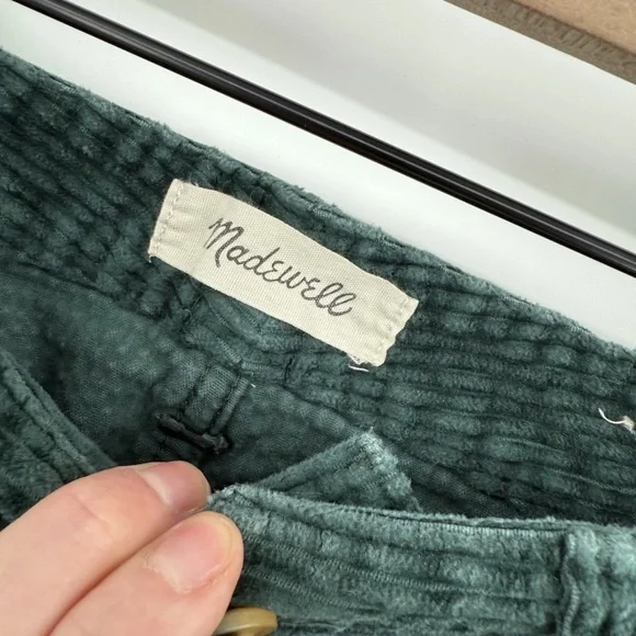 Madewell Slim Emmett Smoky Spruce Green Corduroy Crop Wide Leg Pants - Picture 5 of 8